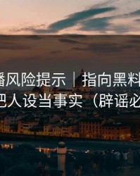 二次传播风险提示｜指向黑料网今日｜别把人设当事实（辟谣必看）