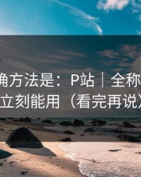 原来正确方法是：P站｜全称是什么？立刻能用（看完再说）