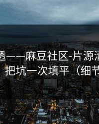 一篇讲透——麻豆社区-片源清晰度怎么选？把坑一次填平（细节太狠）