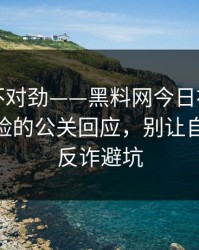 越看越不对劲——黑料网今日被造谣了｜最危险的公关回应，别让自己背锅｜反诈避坑