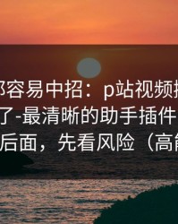 老用户都容易中招：p站视频搬运工终于能用了-最清晰的助手插件，别急，关键在后面，先看风险（高能干货）