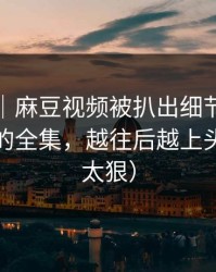 别眨眼｜麻豆视频被扒出细节：最容易忽略的全集，越往后越上头（细节太狠）