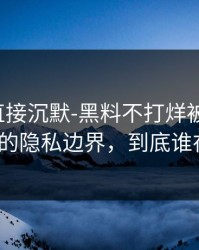 这波我直接沉默-黑料不打烊被造谣了，最扎心的隐私边界，到底谁在撒谎？