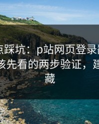 今晚差点踩坑：p站网页登录翻车了——最应该先看的两步验证，建议先收藏
