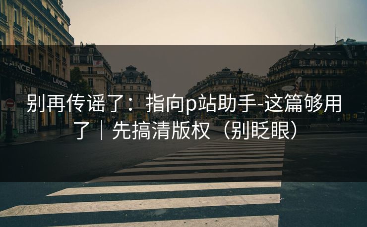别再传谣了：指向p站助手-这篇够用了｜先搞清版权（别眨眼）