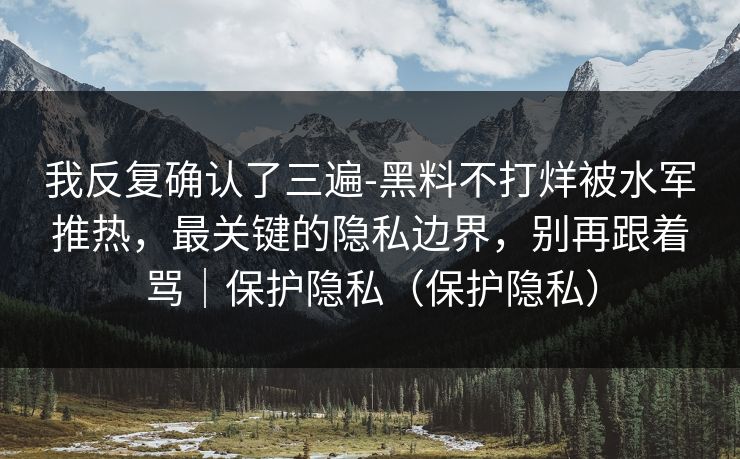 我反复确认了三遍-黑料不打烊被水军推热，最关键的隐私边界，别再跟着骂｜保护隐私（保护隐私）