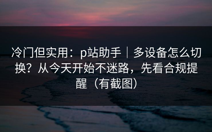 冷门但实用：p站助手｜多设备怎么切换？从今天开始不迷路，先看合规提醒（有截图）