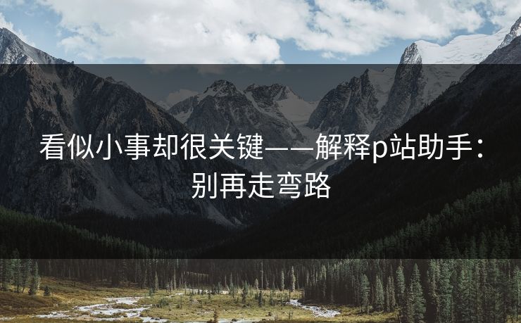 看似小事却很关键——解释p站助手:别再走弯路 看似小事却很关键——解释p站助手:别再走弯路