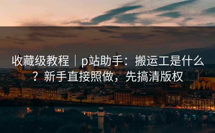 收藏级教程｜p站助手：搬运工是什么？新手直接照做，先搞清版权