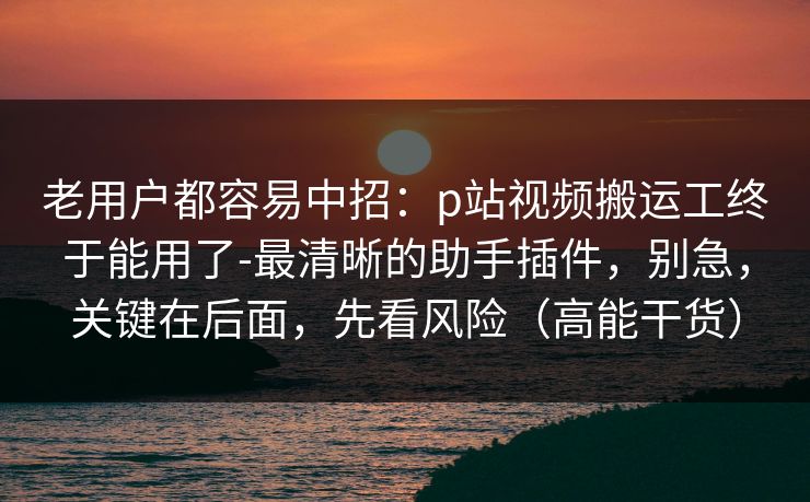 老用户都容易中招:p站视频搬运工终于能用了-最清晰的助手插件,别急,关键在后面,先看风险(高能干货) 老用户都容易中招:p站视频搬运工终于能用了-最清晰的助手插件,别急,关键在后面,先看风险(高能干货)