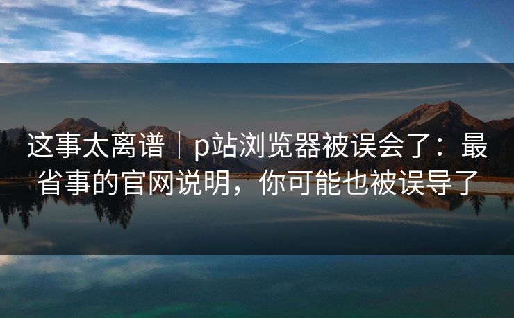 这事太离谱｜p站浏览器被误会了：最省事的官网说明，你可能也被误导了