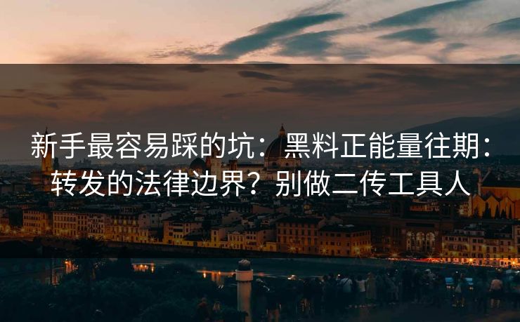 新手最容易踩的坑：黑料正能量往期：转发的法律边界？别做二传工具人