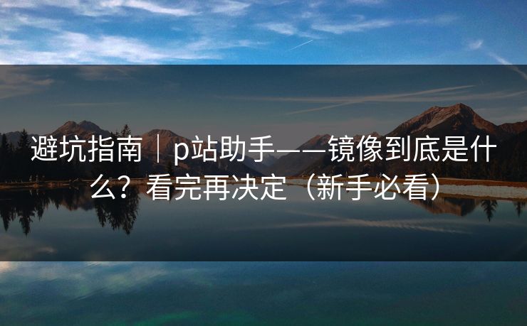 避坑指南｜p站助手——镜像到底是什么？看完再决定（新手必看）