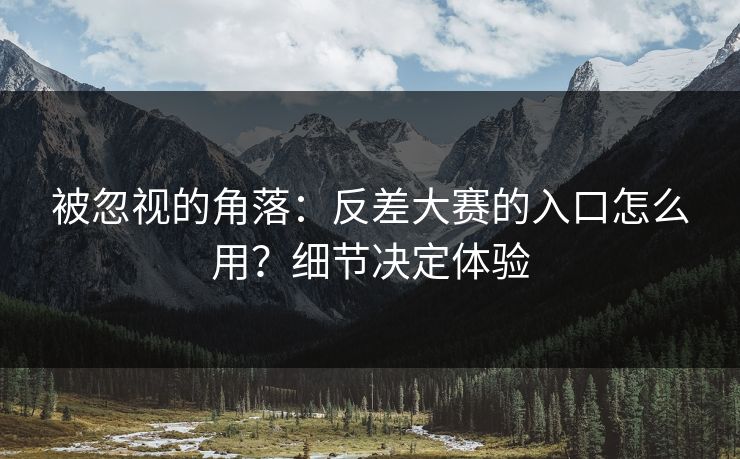 被忽视的角落：反差大赛的入口怎么用？细节决定体验
