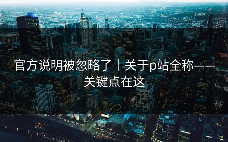 官方说明被忽略了｜关于p站全称——关键点在这