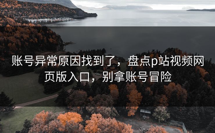 账号异常原因找到了，盘点p站视频网页版入口，别拿账号冒险