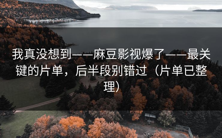 我真没想到——麻豆影视爆了——最关键的片单,后半段别错过(片单已整理) 我真没想到——麻豆影视爆了——最关键的片单,后半段别错过(片单已整理)